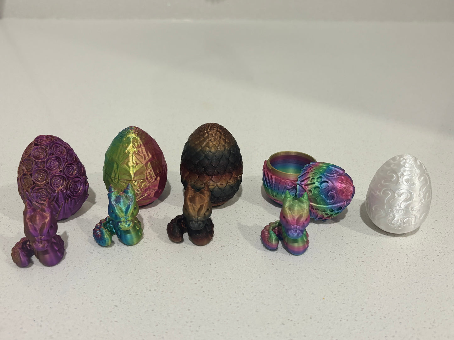 Easter Dragon Egg Set 3D printed Wyvern Crystal Rose Basket Gift Surprise Nesting Fidget and Sensory Toy