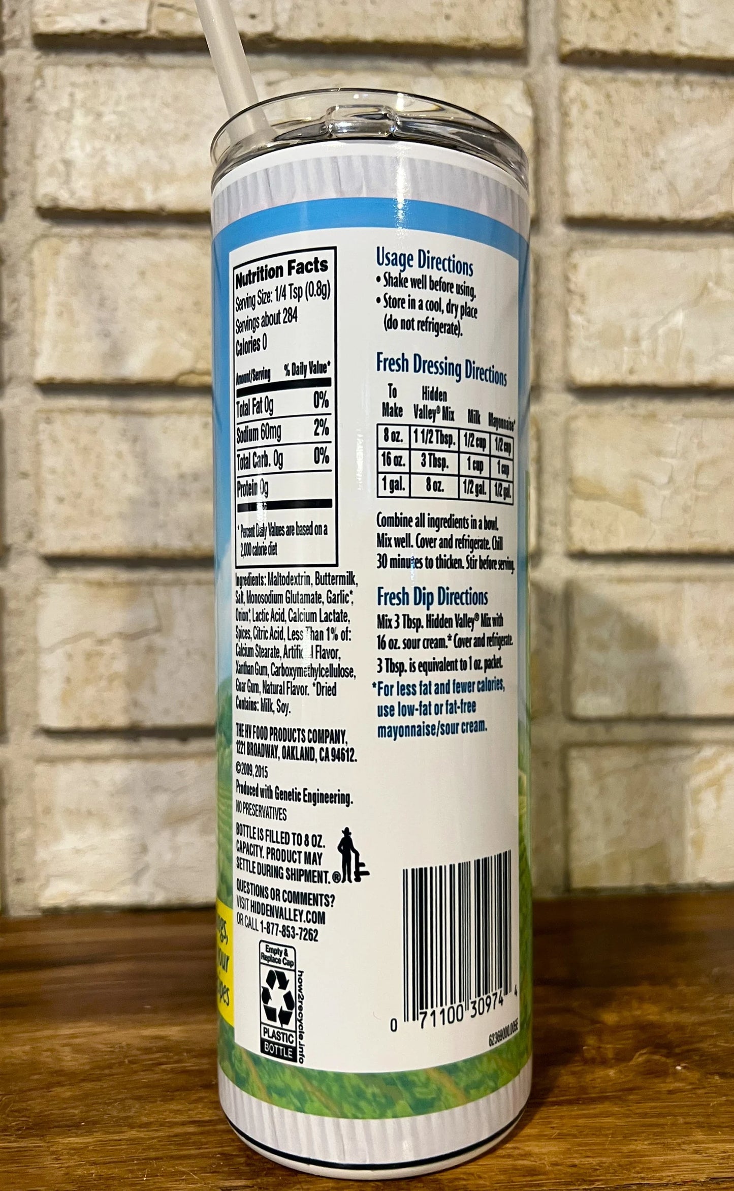 Stainless Steel, Tumbler cup, Removable lid, Funny, Humor, Dip, Dressing, Gag gift, Ranch