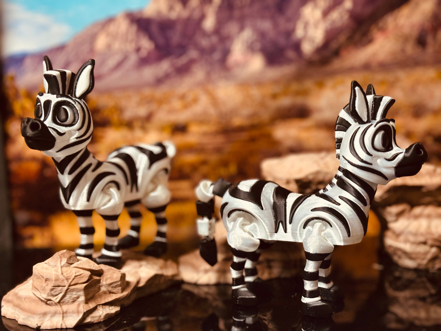 Zebra Marty 3-D 3D Printed Fidget Toy plains safari Black and White