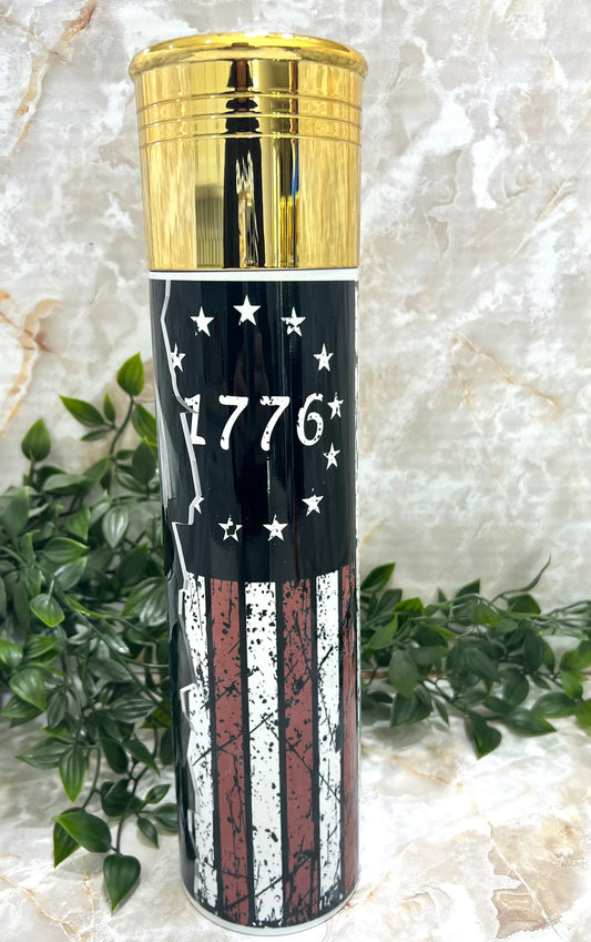 Tumbler, Stainless Steel, 1776, History, Bullet, America, Patriotic, Shell, American
