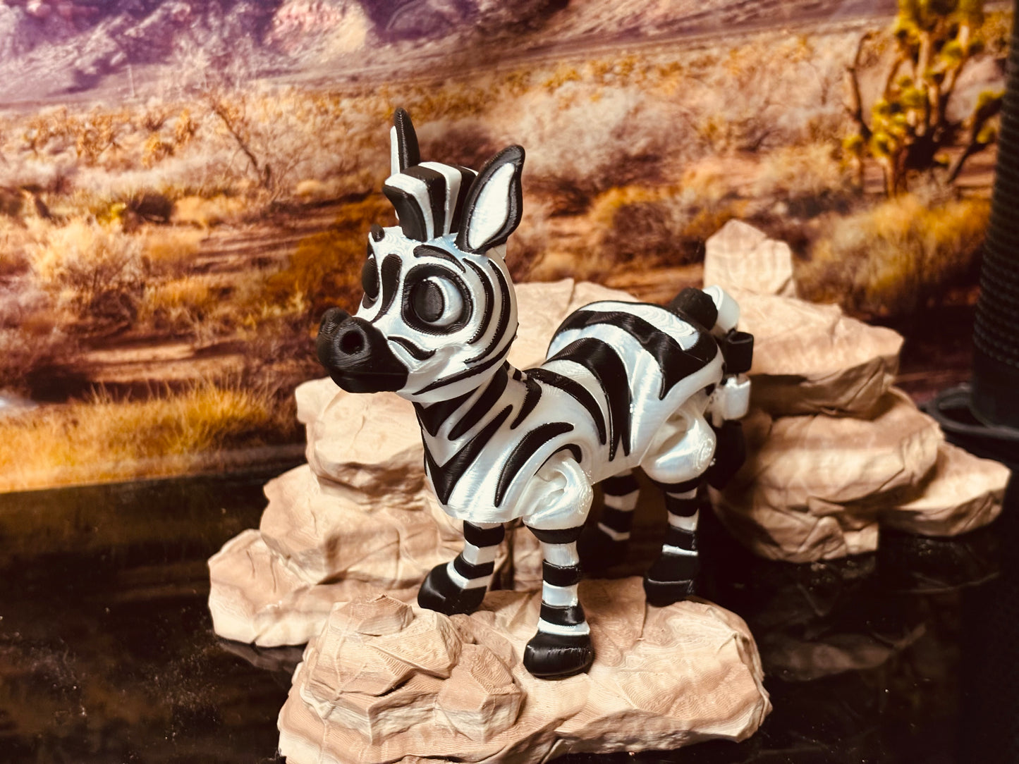 Zebra Marty 3-D 3D Printed Fidget Toy plains safari Black and White
