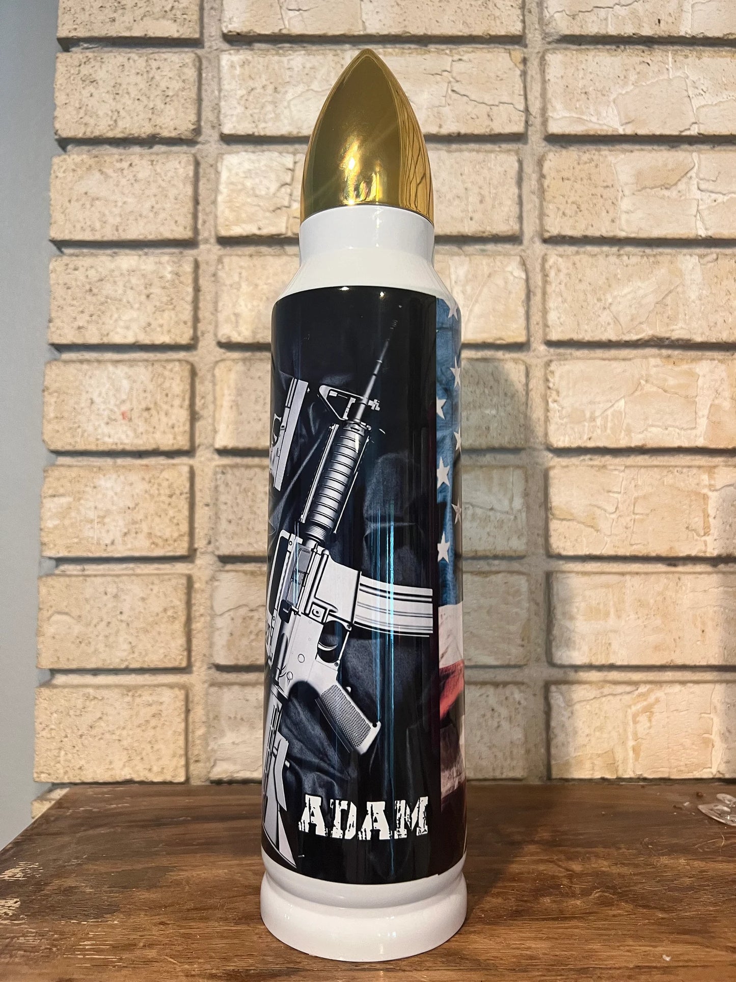 Tumbler, Stainless Steel, Reusable lid, Bear Arms, Bullet, American Flag, America, Patriotic, Freedom, Liberty