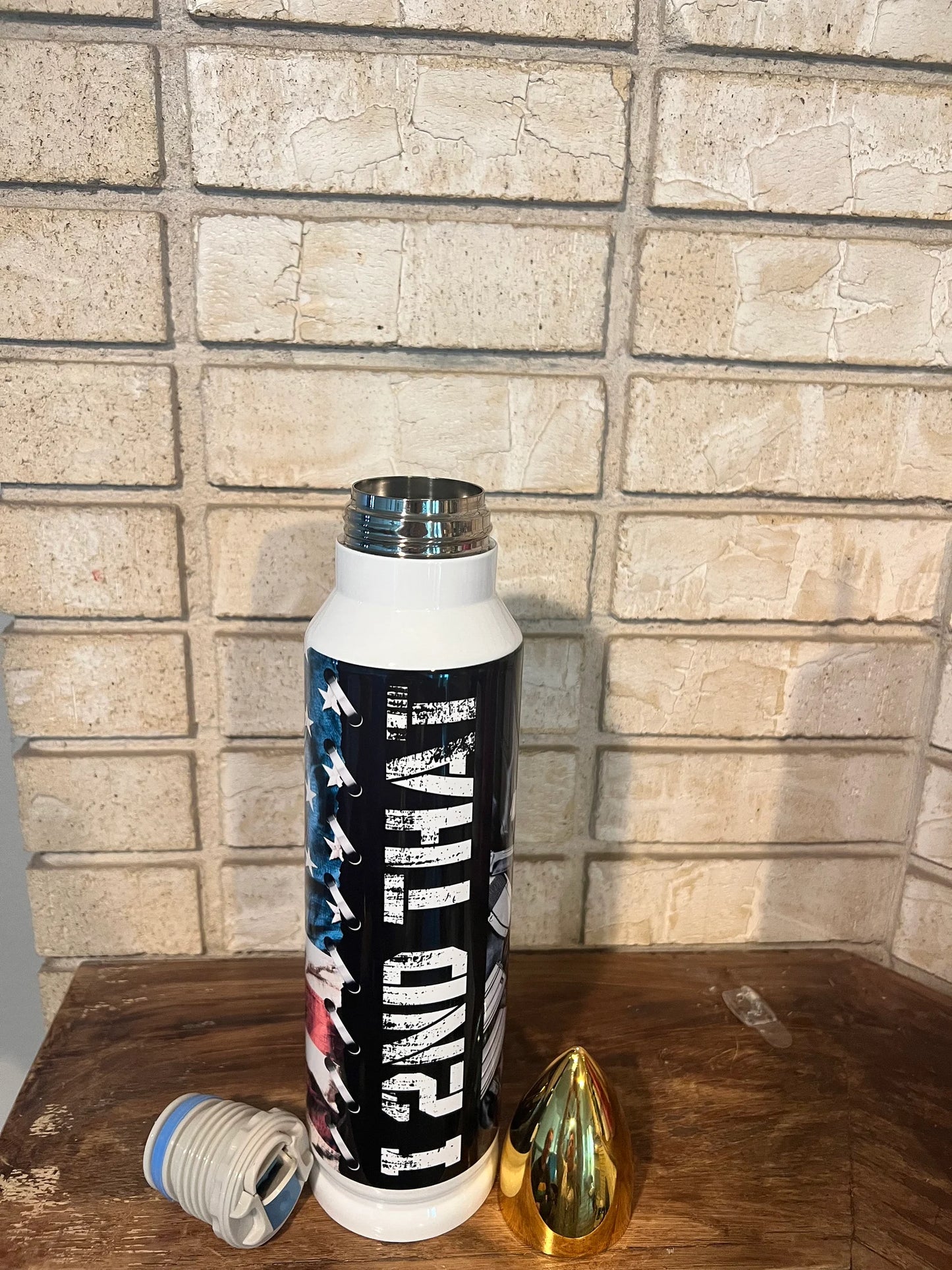 Tumbler, Stainless Steel, Reusable lid, Bear Arms, Bullet, American Flag, America, Patriotic, Freedom, Liberty