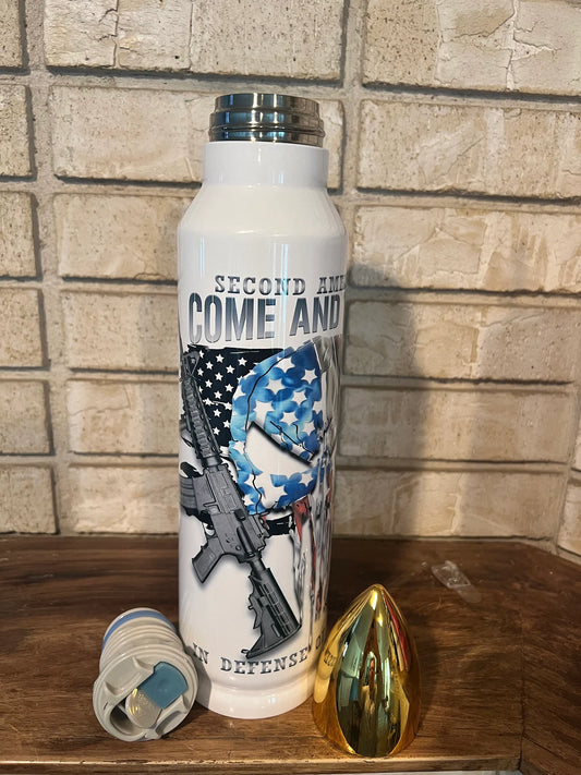 Tumbler, Stainless Steel, Second Amendment, Punisher, Guns, Patriotic, Flag, America, Personalize, Bullet