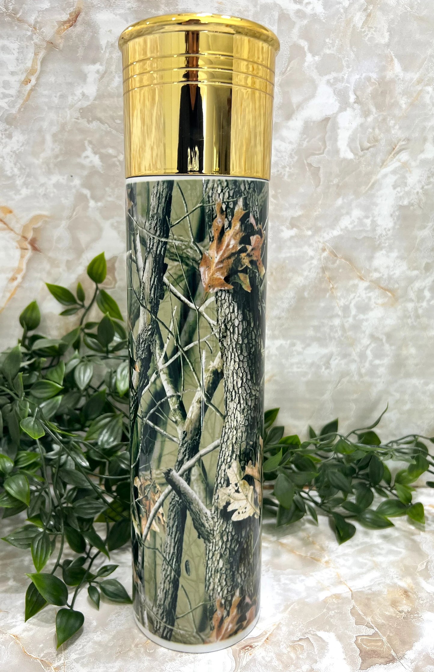 Stainless Steel, Tumbler, Camo, Bullet, Shotgun, Reusable lid, Woods, Trees, Hunter