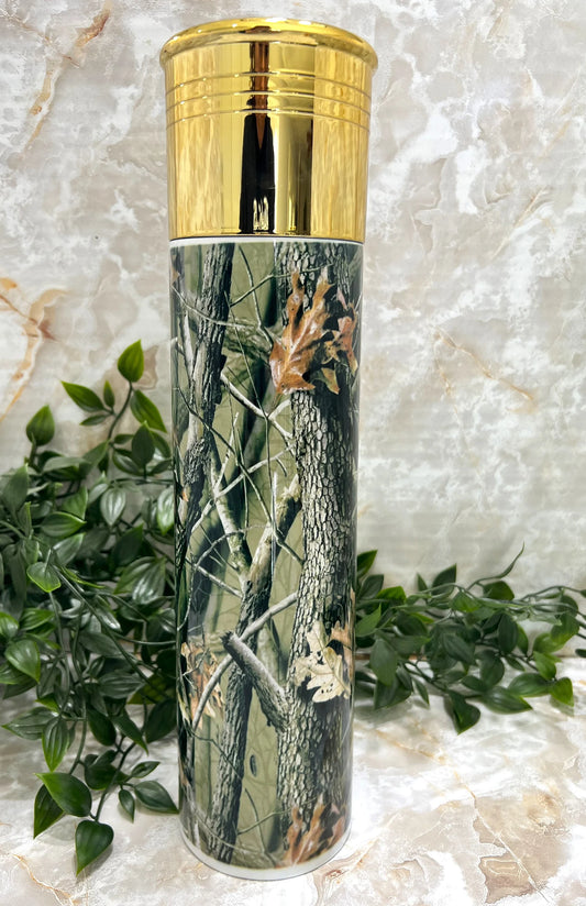 Stainless Steel, Tumbler, Camo, Bullet, Shotgun, Reusable lid, Woods, Trees, Hunter