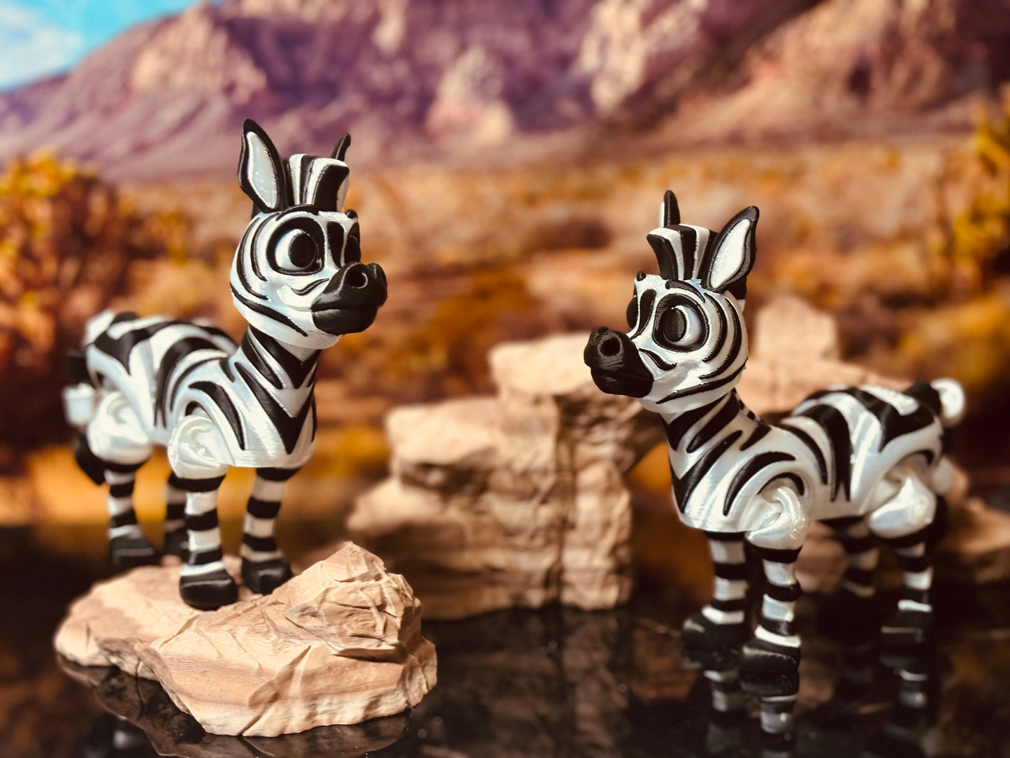 Zebra Marty 3-D 3D Printed Fidget Toy plains safari Black and White