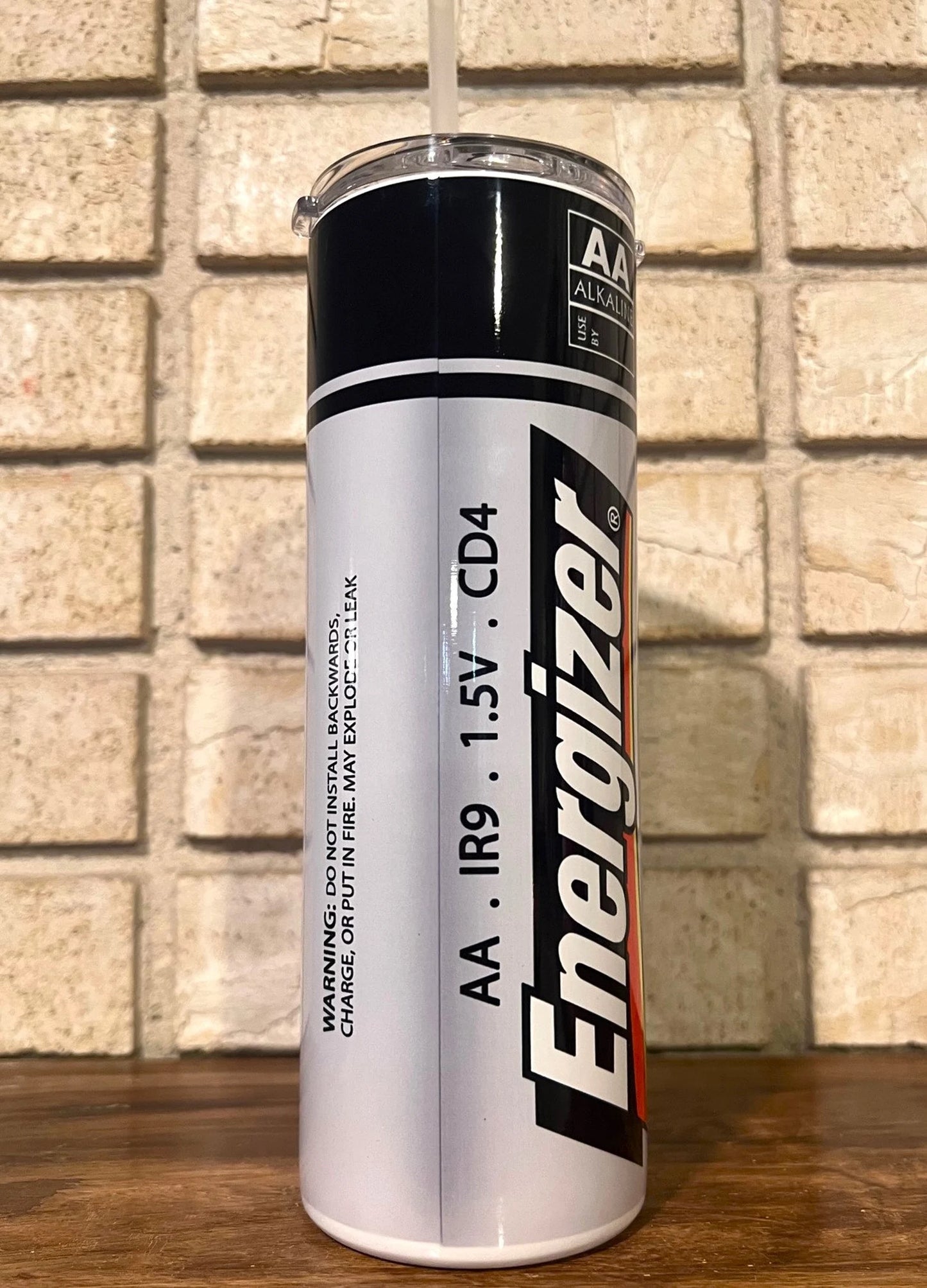 Stainless Steel, Tumbler, Removable lid, Battery, Humor, Funny, Gag gift, AA