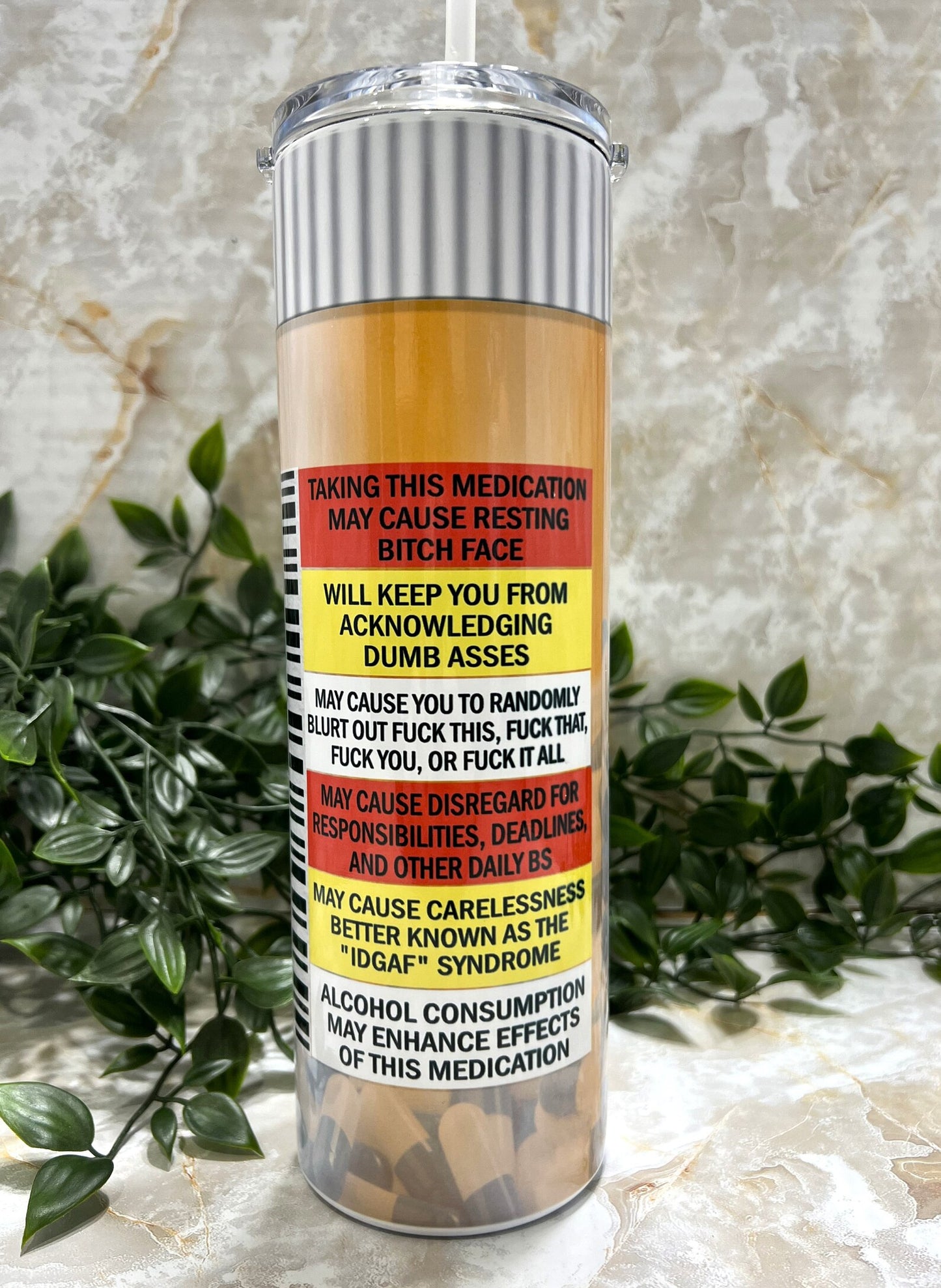 Stainless Steel, Tumbler, removable lid, witty, humor, funny, fukitol, cheeky, pill bottle