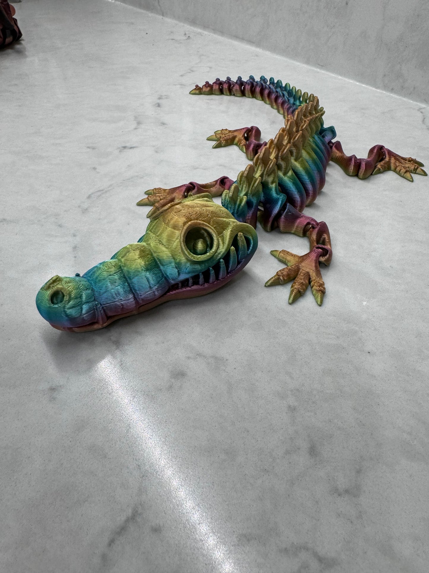 Bone, Crocodile, Motion, 3D Printed, Fidget, Toy, Sensory, Moveable, Colorful