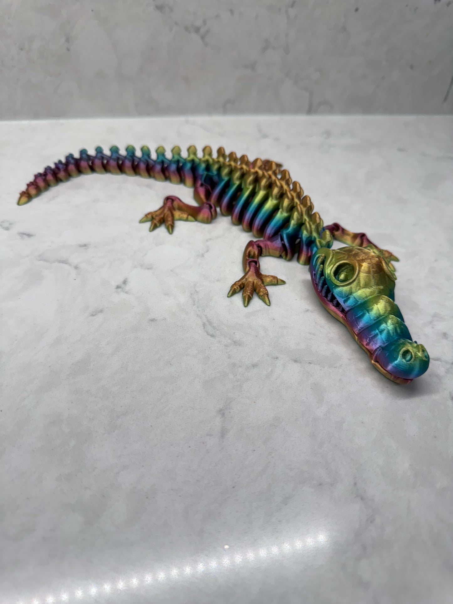 Bone, Crocodile, Motion, 3D Printed, Fidget, Toy, Sensory, Moveable, Colorful