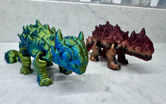 Ankylosaurus, fidget, toy, 3-D printed, sensory, moveable, colorful, dinosaur, prehistoric