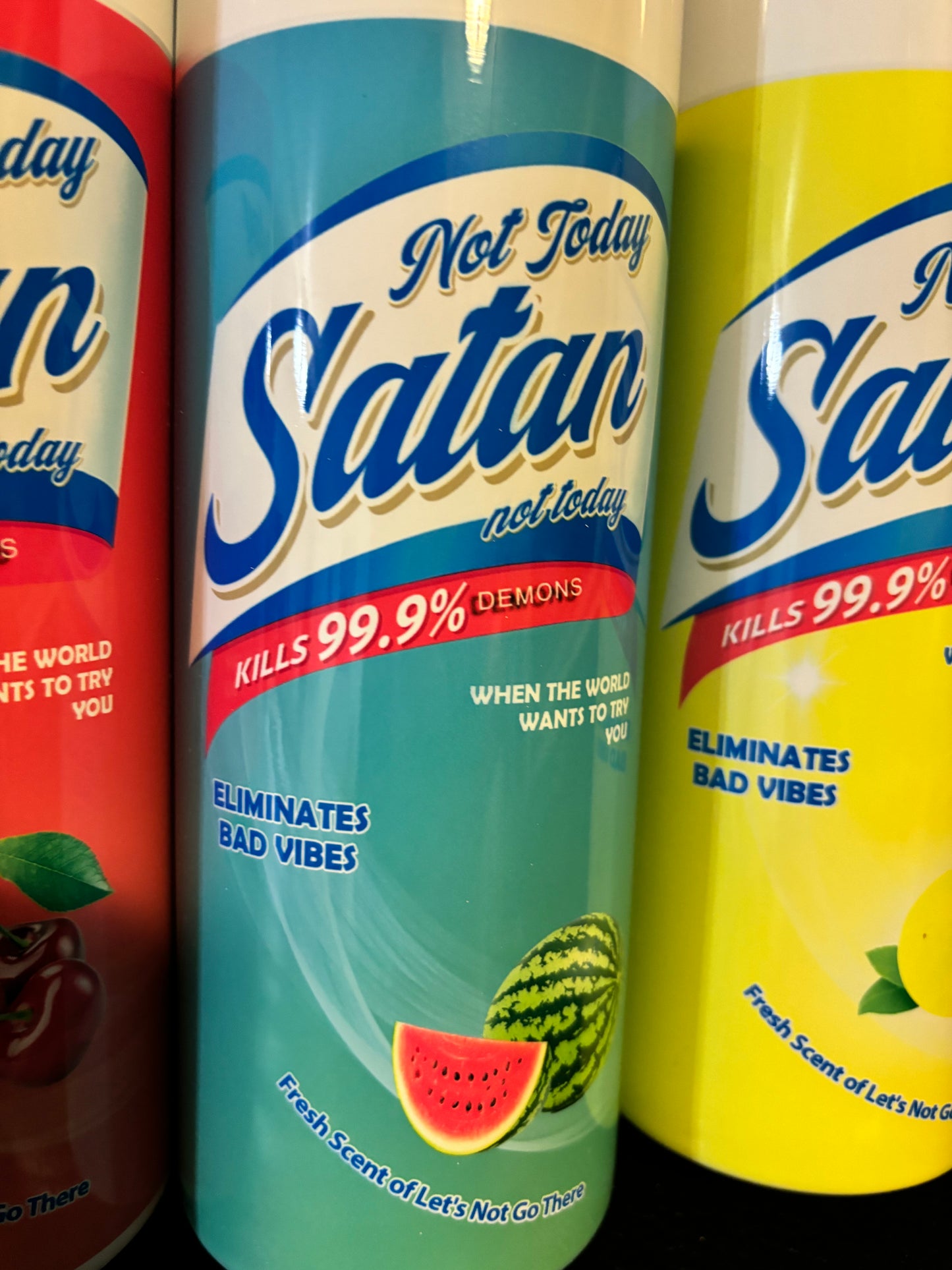 Personalized Tumbler, Not Today Satan Spray, Cleaning Supply, Funny, Gag Gift, Cup, White Elephant, Custom Sublimation, Hot and Cold Drinks