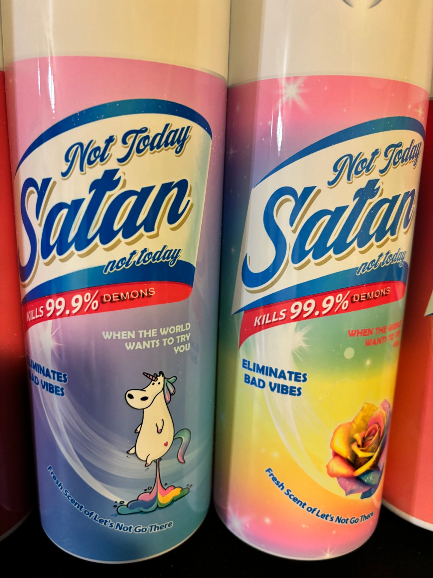 Personalized Tumbler, Not Today Satan Spray, Cleaning Supply, Funny, Gag Gift, Cup, White Elephant, Custom Sublimation, Hot and Cold Drinks