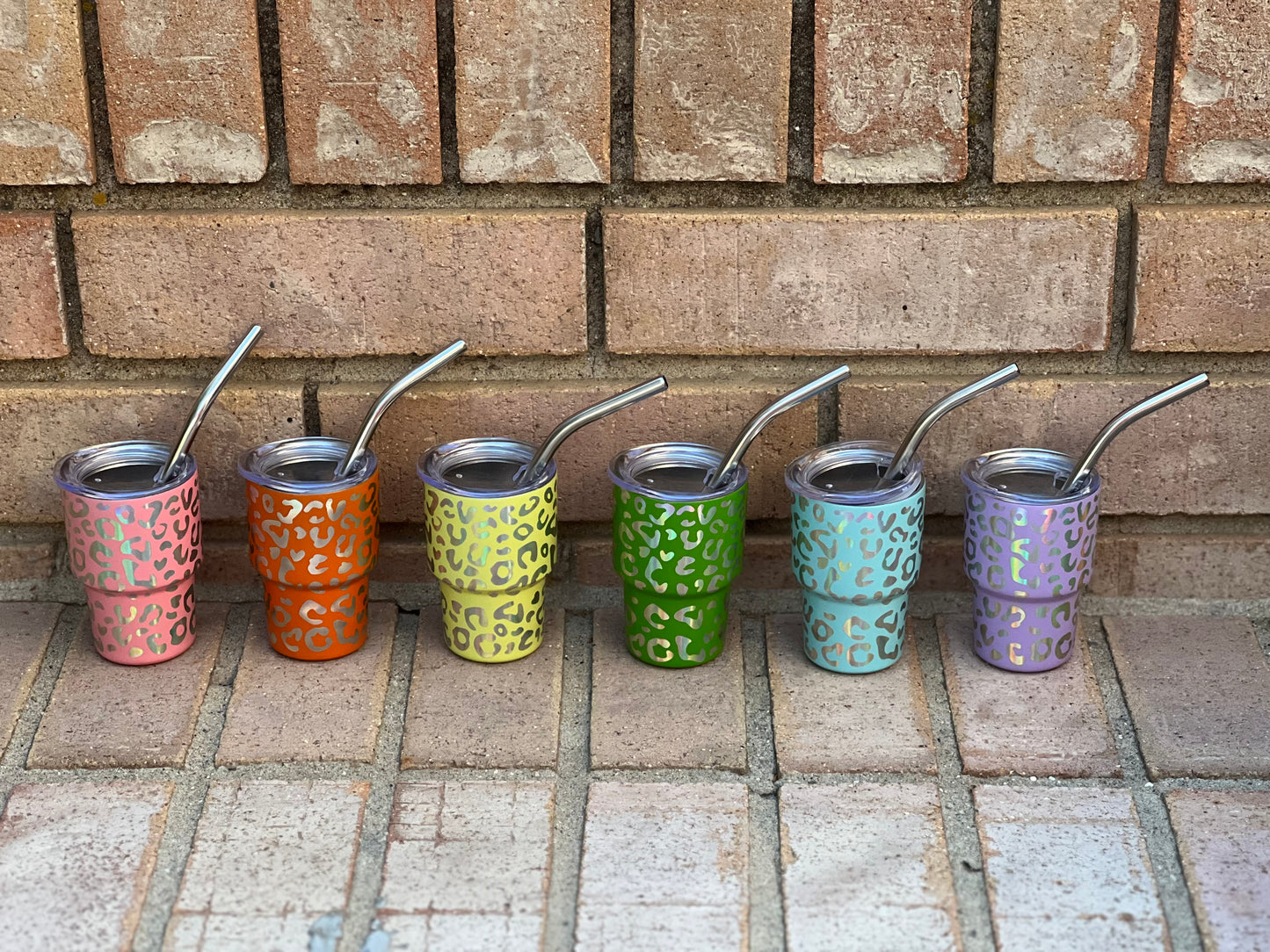 Tiny Cups, Tumbler, Kids, Small, Cheetah, Stainless Steel, Removable lid, Fully functioning straw, 2 ounces