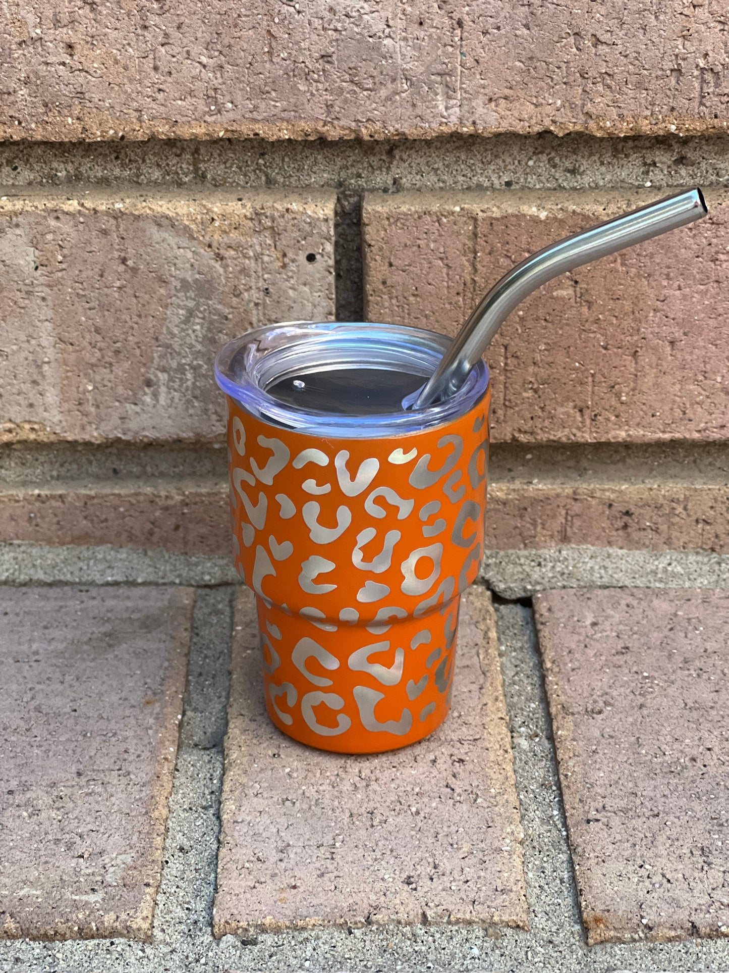 Tiny Cups, Tumbler, Kids, Small, Cheetah, Stainless Steel, Removable lid, Fully functioning straw, 2 ounces