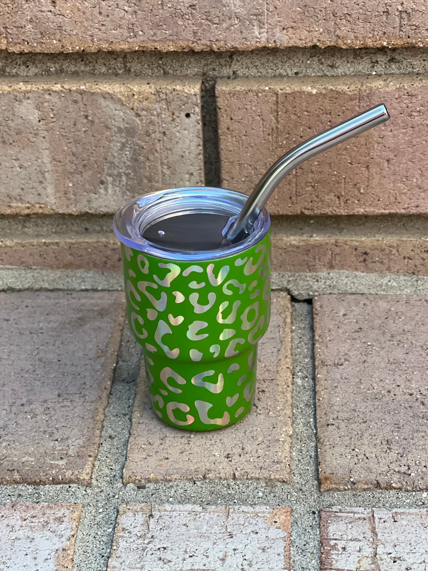 Tiny Cups, Tumbler, Kids, Small, Cheetah, Stainless Steel, Removable lid, Fully functioning straw, 2 ounces