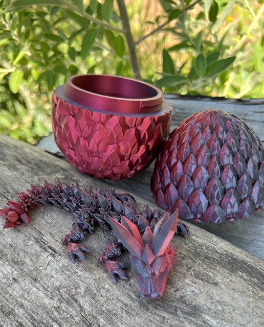 Baby Dragon and Scale Egg 3D Printed Fidget Sensory Toy Articulated Moving Crystal Tiny Mythical Fantasy Creature Gift Set