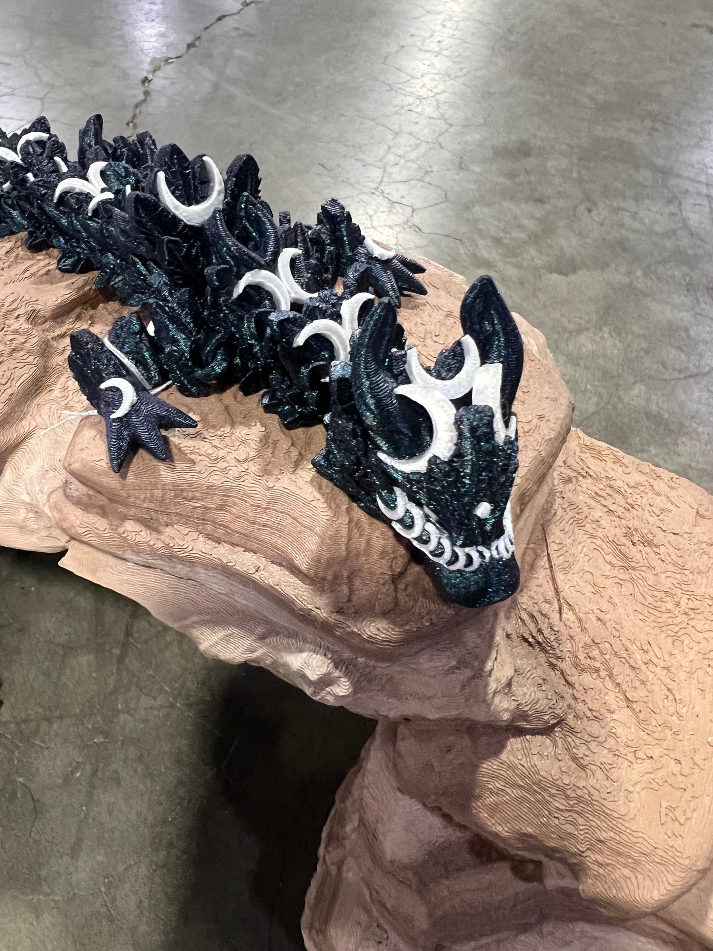 Lunar Dragon, 3d printed, articulated, fidget toy, mythical, multi color