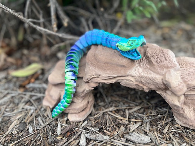 Smaller, Rattlesnake, fidget, sensory toy, moveable, rattle, desert, reptile, fangs, snake
