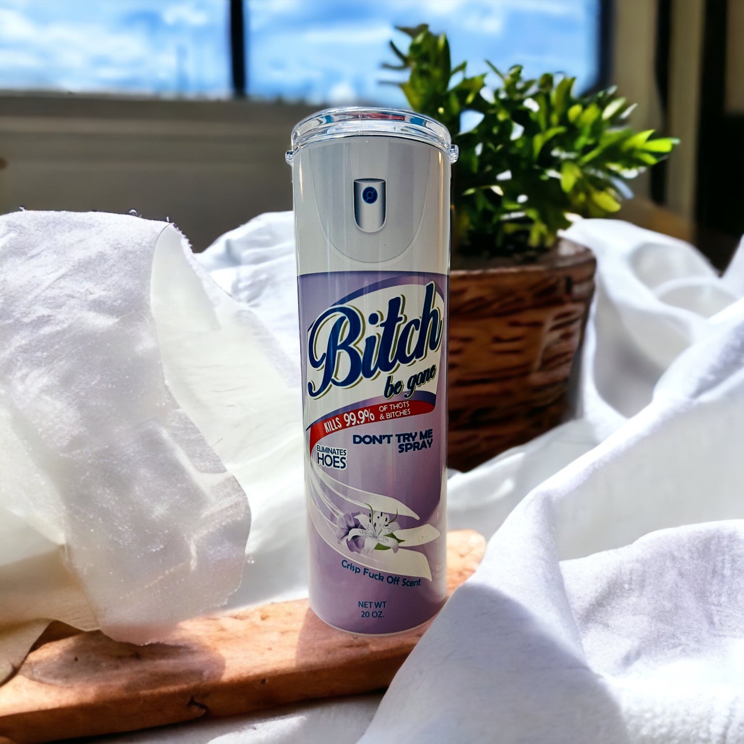 Tumbler, Stainless Steel, Bitch Spray, Detox, Funny, Cheeky, Humor, Removable lid