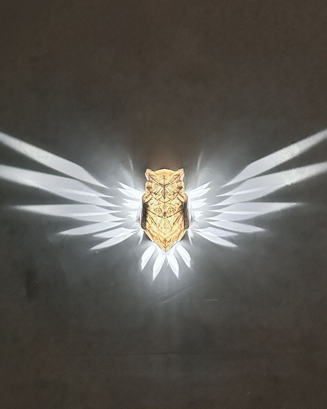 Owl Wall Light 3D printed with Lighted Wings! Decoration Decor Home room Lamp LED Lights Installed lighting with Battery