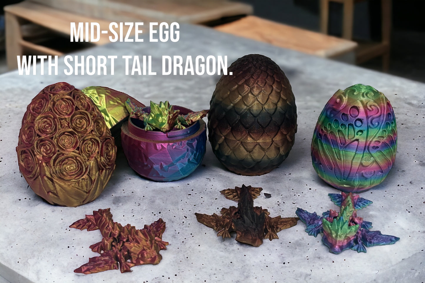 Easter Dragon Egg Set 3D printed Wyvern Crystal Rose Basket Gift Surprise Nesting Fidget and Sensory Toy