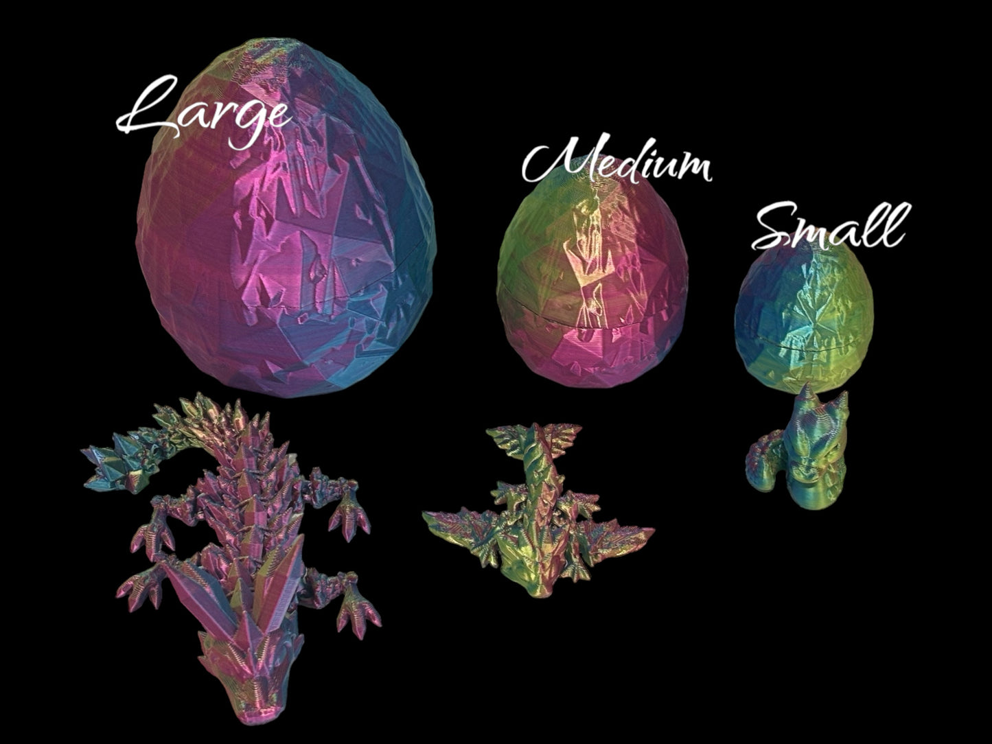 Easter Dragon Egg Set 3D printed Wyvern Crystal Rose Basket Gift Surprise Nesting Fidget and Sensory Toy