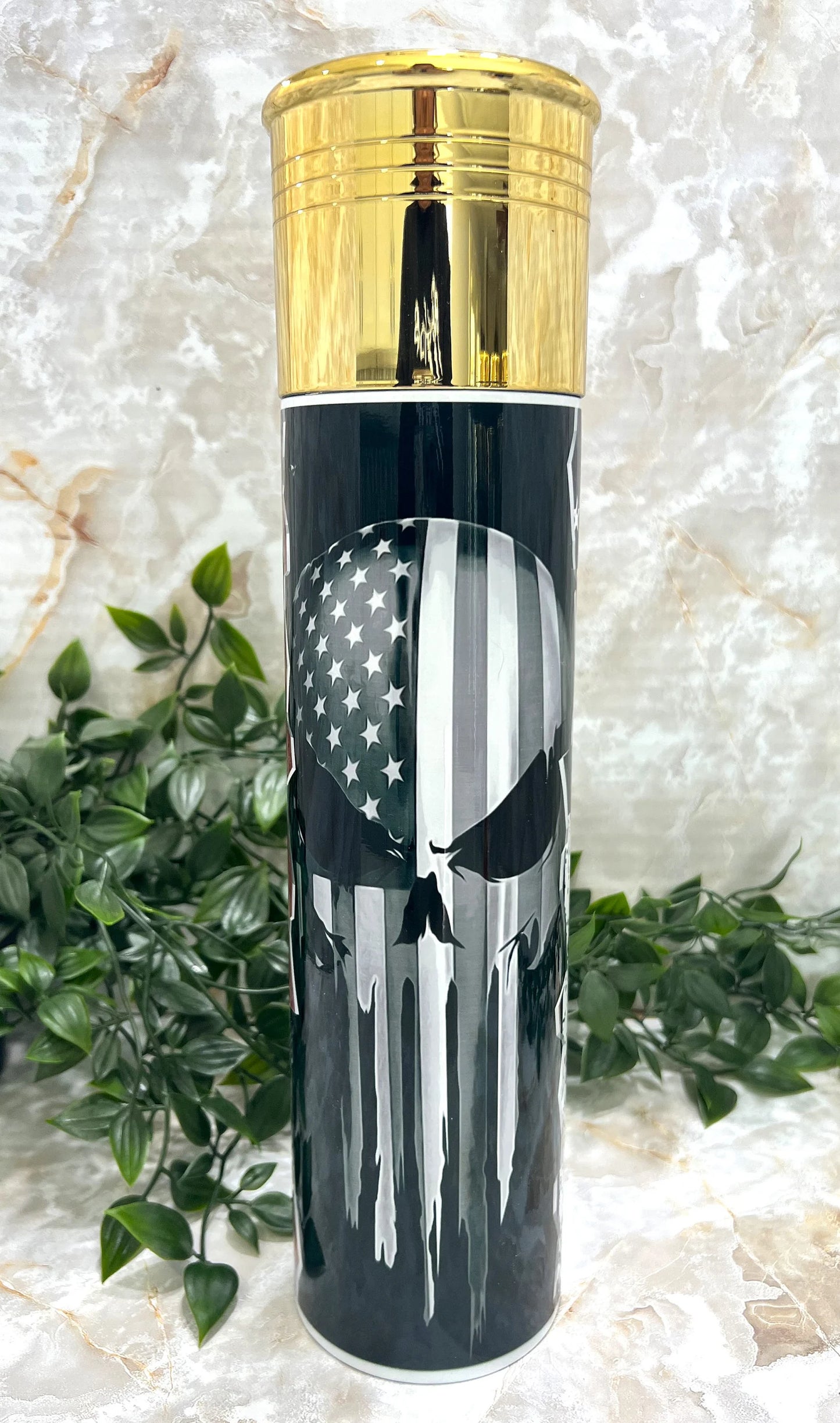 Stainless Steel, Tumbler, Reusable, Bullet, Shotgun, Flag, America, Tough, Manly, comic