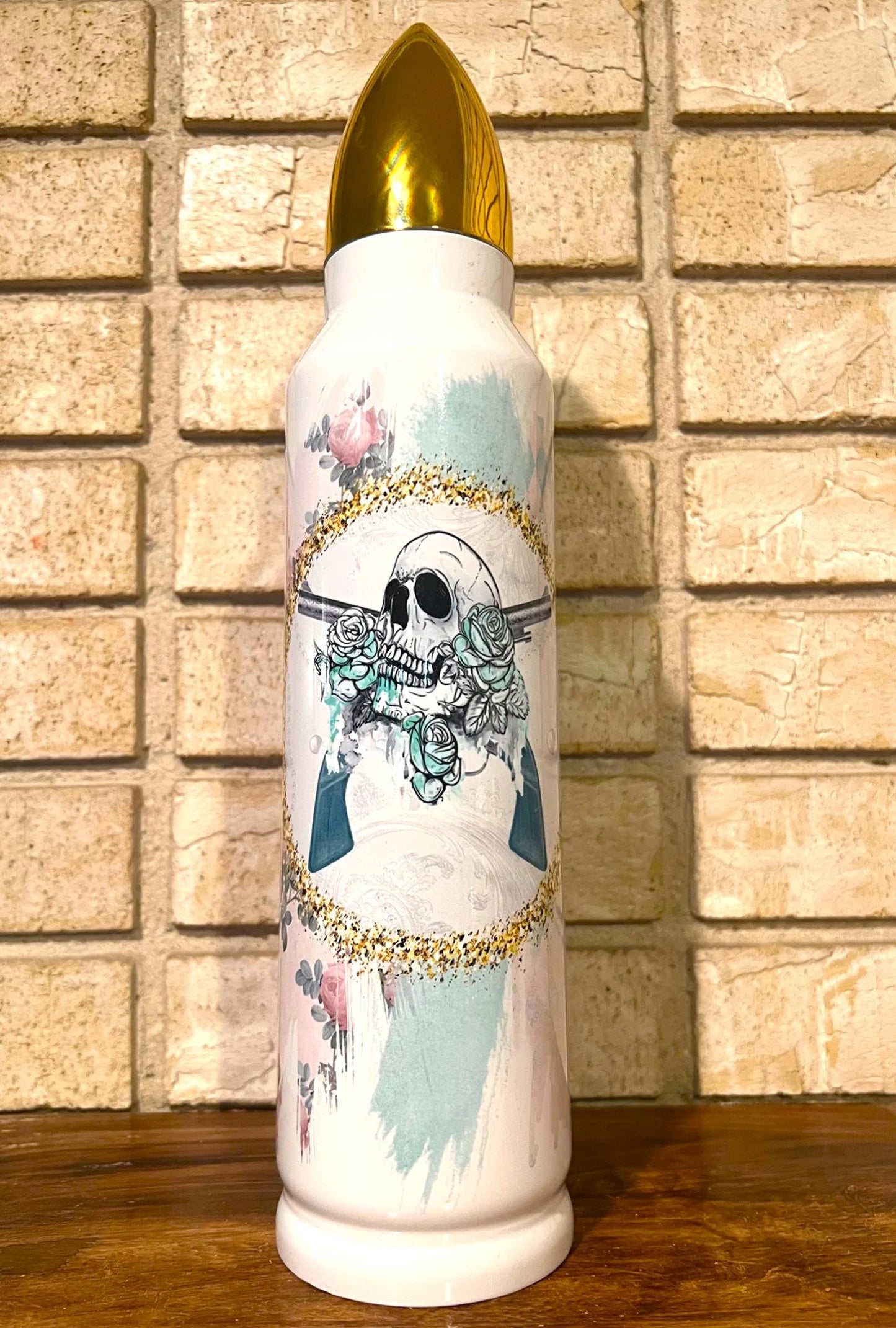 Stainless Steel, Tumbler, Bullet, Skull, Guns, Feminine, Pastel, Edgy